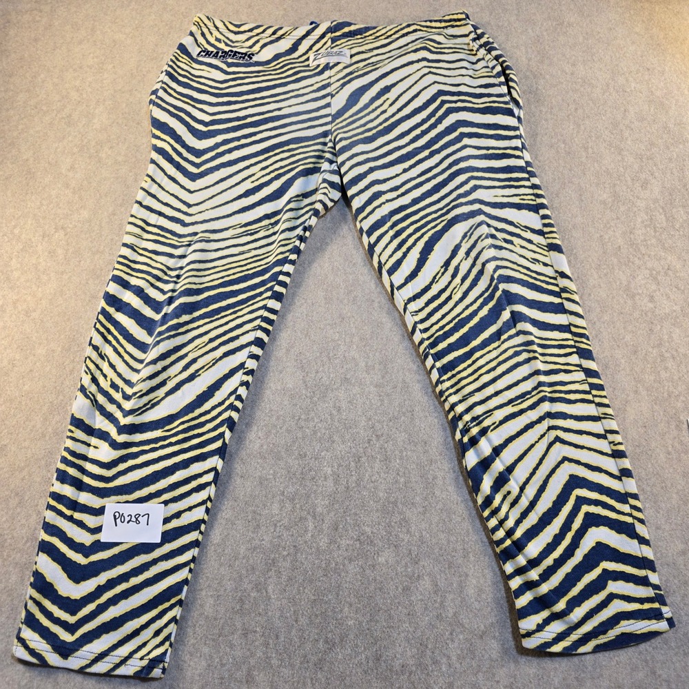 Vintage Zubaz San Diego Chargers Zebra Pants Blue Yellow Size 14/16 L USA Made